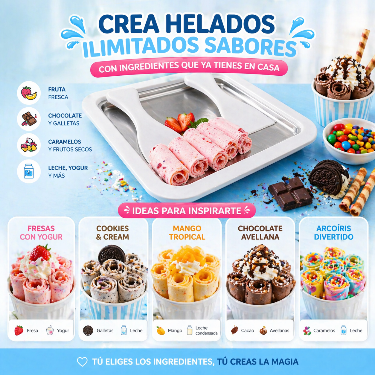 ICE ROLL CREAM - MÁQUINA DE HELADOS INSTANTÁNEO